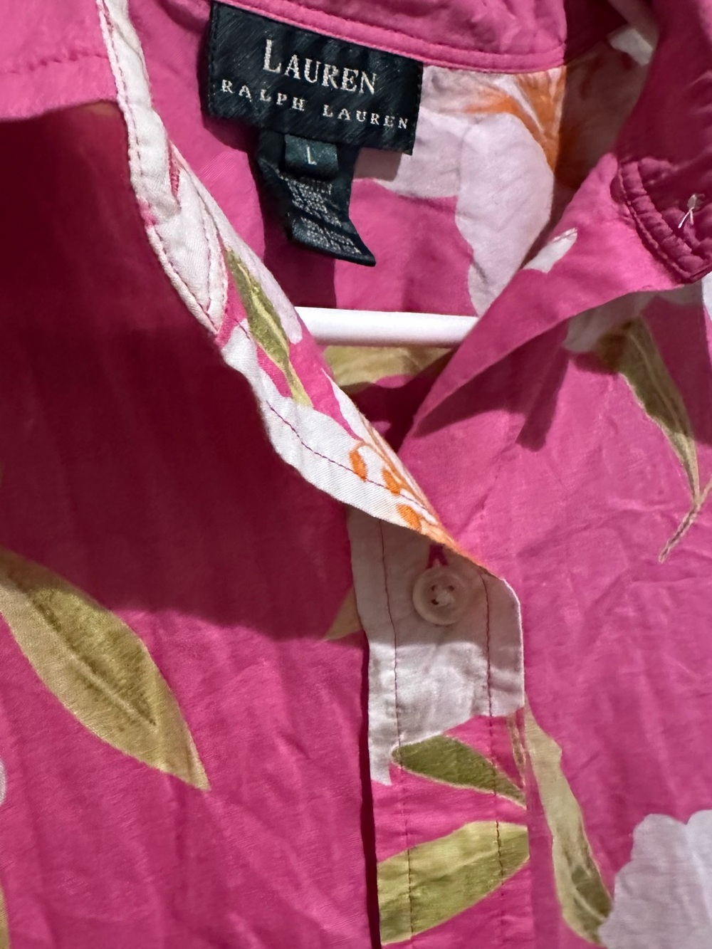 Ralph Lauren Bright Pink Floral Button-Down Shirt - Picture 4 of 6